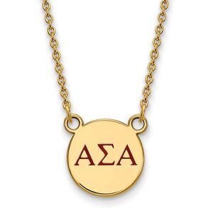 14K Plated Silver Alpha Sigma Alpha Small Red Enamel Necklace